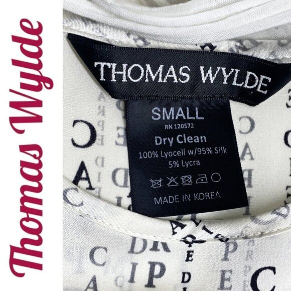 THOMAS WYLDE Carpe Diem Graphic Bateau Neckline Long Sleeve White Mini Dress, S - Picture 11 of 15